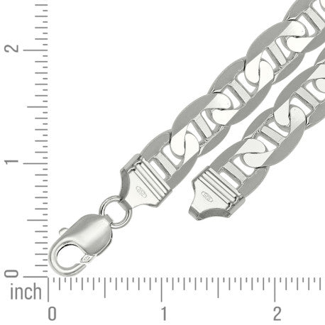 925 Sterling Silver Solid Classic Mariner Chain 11mm