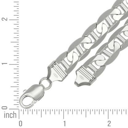 925 Sterling Silver Solid Classic Mariner Chain 11mm