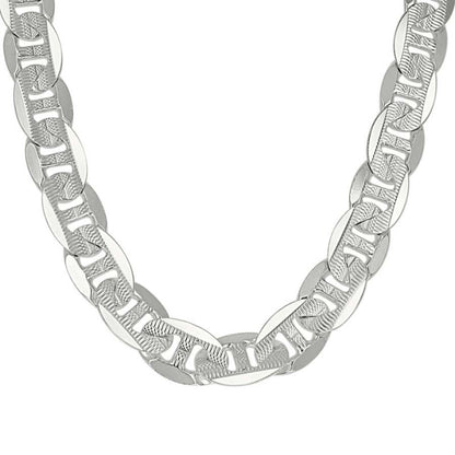 925 Sterling Silver Solid Pave Classic Mariner Chain 11mm