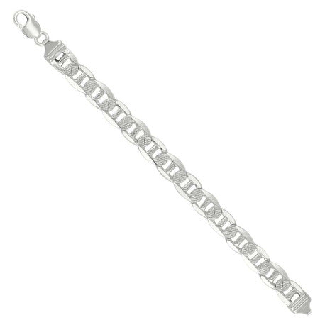 925 Sterling Silver Solid Pave Classic Mariner Chain 11mm