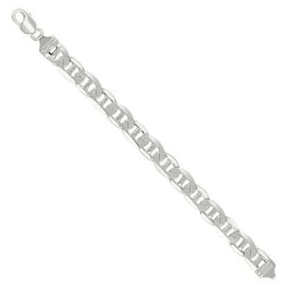 925 Sterling Silver Solid Pave Classic Mariner Chain 11mm