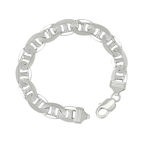 925 Sterling Silver Solid Pave Classic Mariner Chain 11mm