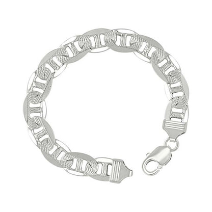 925 Sterling Silver Solid Pave Classic Mariner Chain 11mm