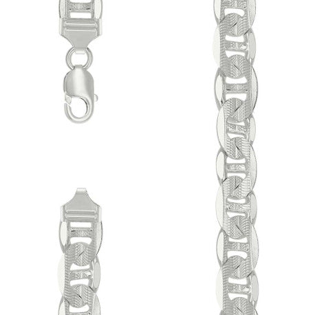925 Sterling Silver Solid Pave Classic Mariner Chain 13mm