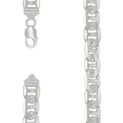 925 Sterling Silver Solid Pave Classic Mariner Chain 13mm