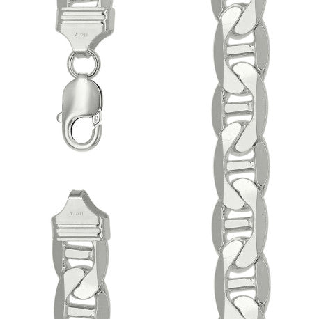 925 Sterling Silver Solid Classic Mariner Chain 13mm