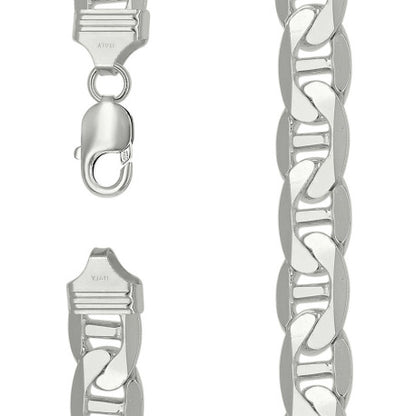 925 Sterling Silver Solid Classic Mariner Chain 13mm