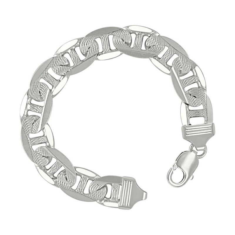 925 Sterling Silver Solid Pave Classic Mariner Chain 13mm