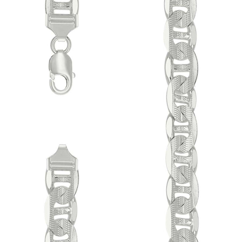 925 Sterling Silver Solid Pave Classic Mariner Chain 13mm
