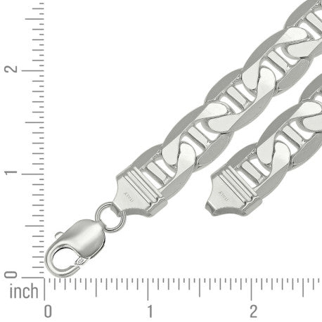925 Sterling Silver Solid Classic Mariner Chain 13mm