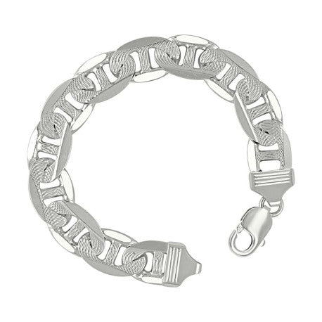 925 Sterling Silver Solid Pave Classic Mariner Chain 13mm