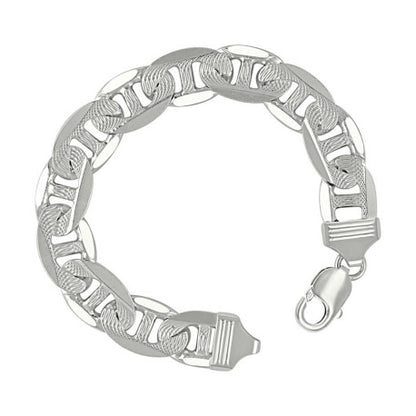 925 Sterling Silver Solid Pave Classic Mariner Chain 13mm