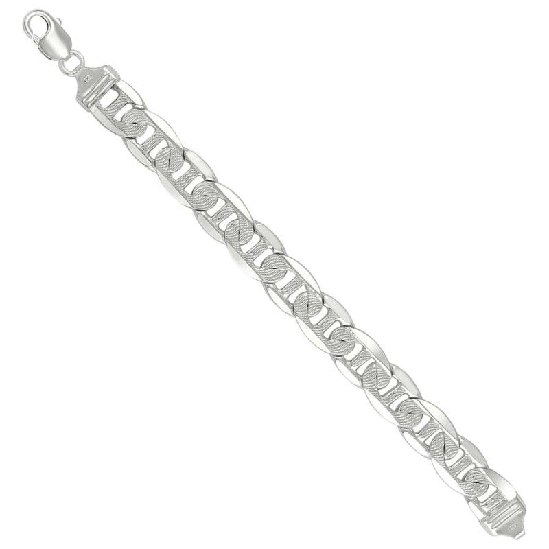 925 Sterling Silver Solid Pave Classic Mariner Chain 13mm