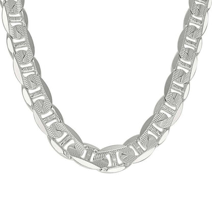 925 Sterling Silver Solid Pave Classic Mariner Chain 13mm