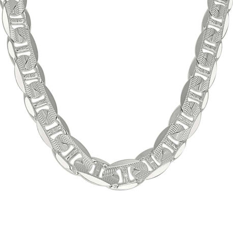 925 Sterling Silver Solid Pave Classic Mariner Chain 13mm