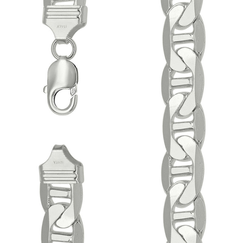 925 Sterling Silver Solid Classic Mariner Chain 13mm