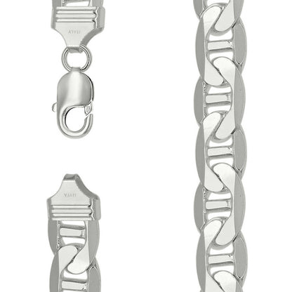 925 Sterling Silver Solid Classic Mariner Chain 13mm
