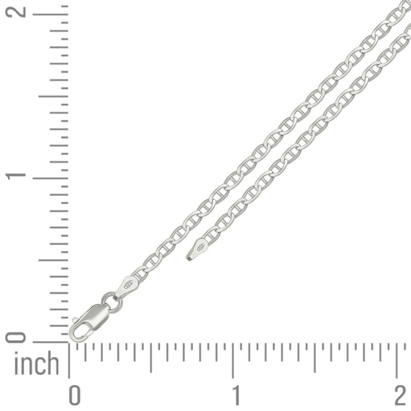 925 Sterling Silver Solid Classic Mariner Chain 2mm
