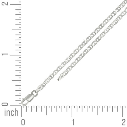 925 Sterling Silver Solid Classic Mariner Chain 2mm