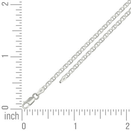 925 Sterling Silver Solid Classic Mariner Chain 2mm