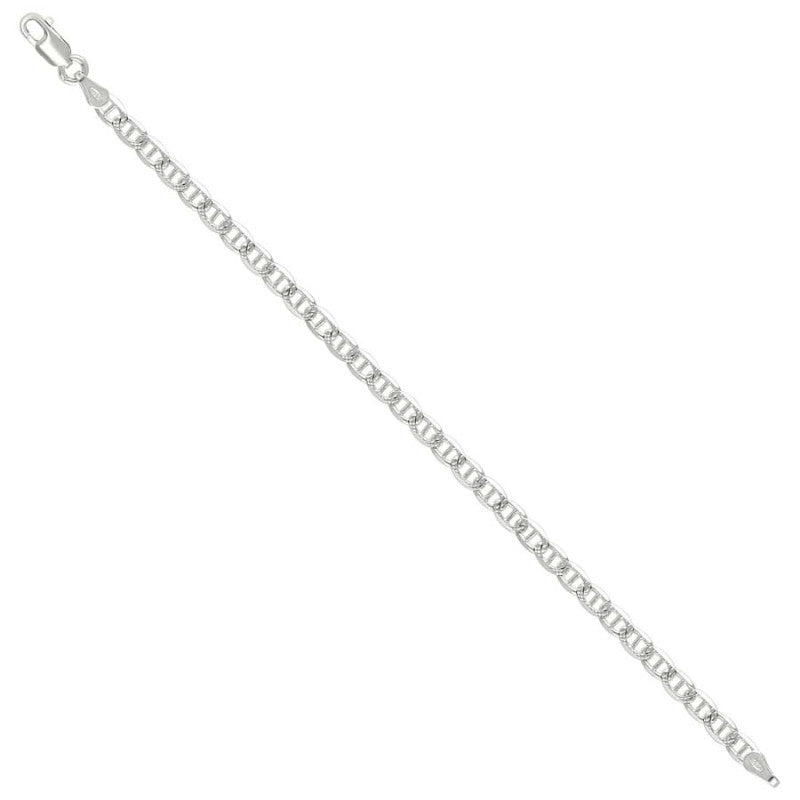 925 Sterling Silver Solid Pave Classic Mariner Chain 3mm