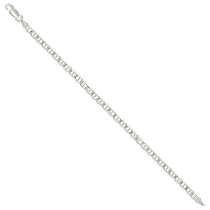 925 Sterling Silver Solid Pave Classic Mariner Chain 3mm
