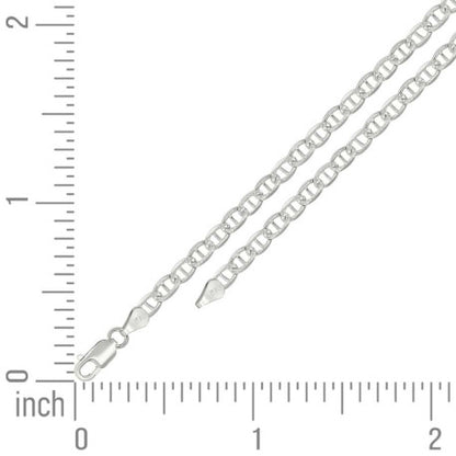 925 Sterling Silver Solid Pave Classic Mariner Chain 3mm