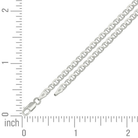 925 Sterling Silver Solid Classic Mariner Chain 3mm