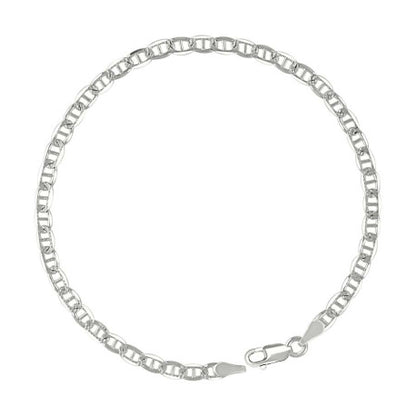 925 Sterling Silver Solid Pave Classic Mariner Chain 3mm