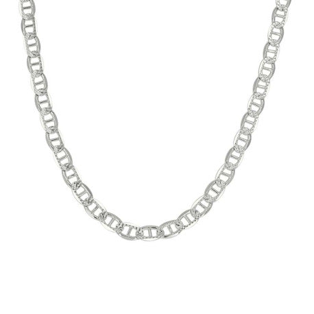 925 Sterling Silver Solid Pave Classic Mariner Chain 3mm
