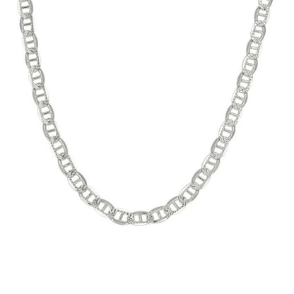 925 Sterling Silver Solid Pave Classic Mariner Chain 3mm