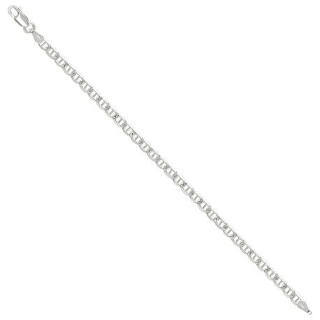 925 Sterling Silver Solid Pave Classic Mariner Chain 3mm