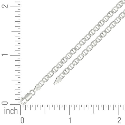 925 Sterling Silver Solid Pave Classic Mariner Chain 3mm