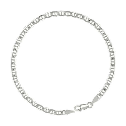 925 Sterling Silver Solid Pave Classic Mariner Chain 3mm