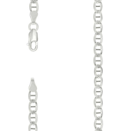 925 Sterling Silver Solid Pave Classic Mariner Chain 4mm