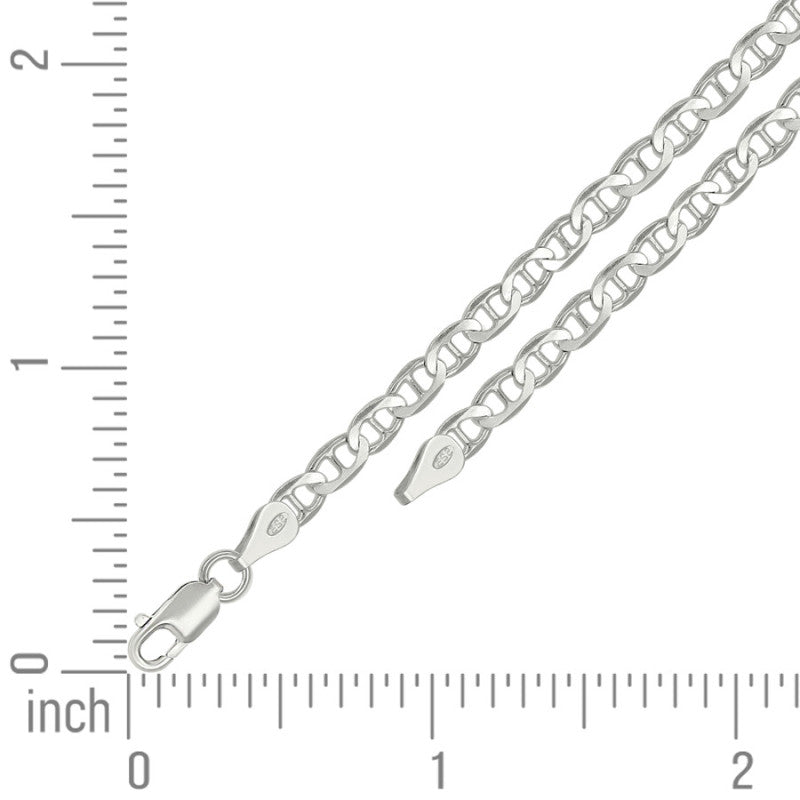925 Sterling Silver Solid Classic Mariner Chain 4mm