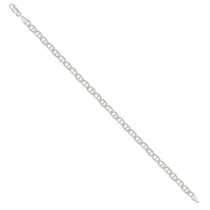 925 Sterling Silver Solid Pave Classic Mariner Chain 4mm