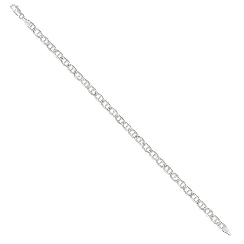 925 Sterling Silver Solid Pave Classic Mariner Chain 4mm