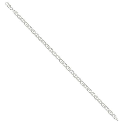 925 Sterling Silver Solid Pave Classic Mariner Chain 4mm