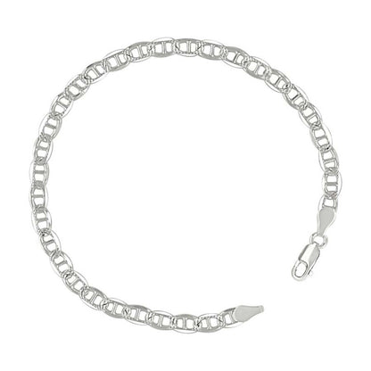 925 Sterling Silver Solid Pave Classic Mariner Chain 4mm
