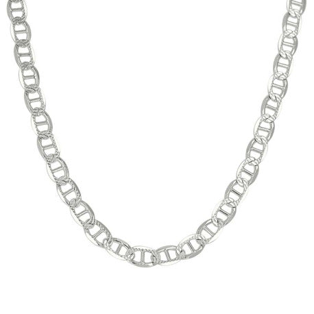 925 Sterling Silver Solid Pave Classic Mariner Chain 4mm