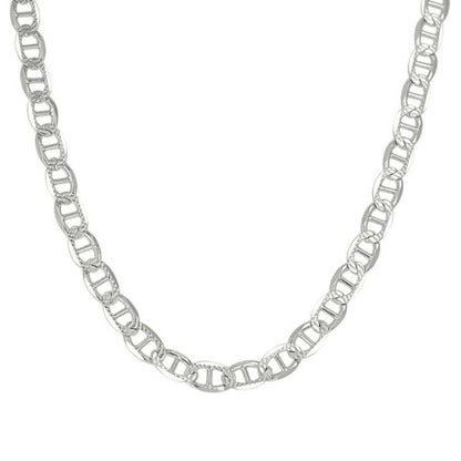 925 Sterling Silver Solid Pave Classic Mariner Chain 4mm