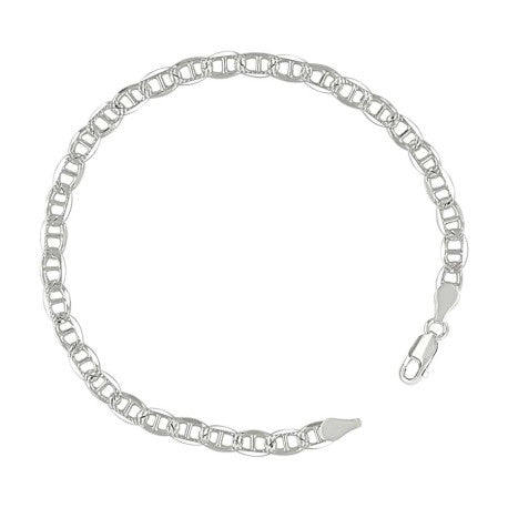 925 Sterling Silver Solid Pave Classic Mariner Chain 4mm