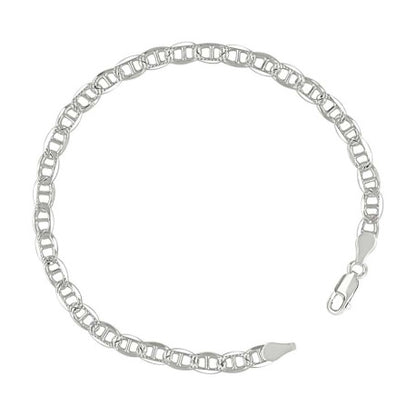 925 Sterling Silver Solid Pave Classic Mariner Chain 4mm