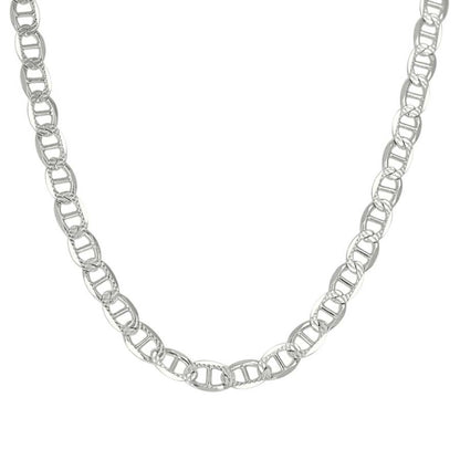 925 Sterling Silver Solid Pave Classic Mariner Chain 4mm