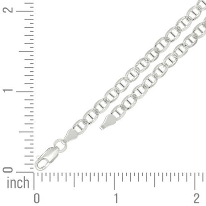 925 Sterling Silver Solid Pave Classic Mariner Chain 4mm