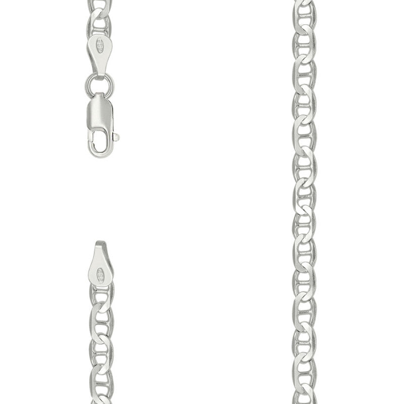 925 Sterling Silver Solid Classic Mariner Chain 4mm
