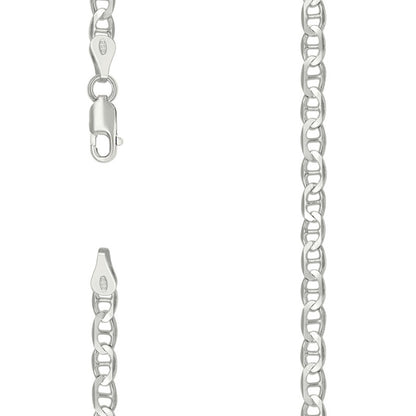 925 Sterling Silver Solid Classic Mariner Chain 4mm