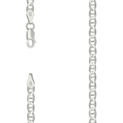 925 Sterling Silver Solid Classic Mariner Chain 4mm