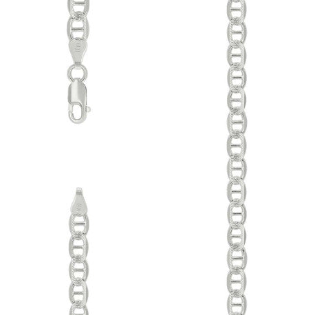 925 Sterling Silver Solid Pave Classic Mariner Chain 5mm